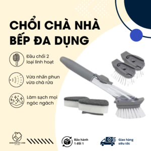 Bàn Chải Cọ Rửa Chén Bát Xoong Nồi, Bộ 2 cọ 2 bọt biên Cây Cọ Chà Rửa Nồi Xoong 2in1 Có Chỗ Đựng Nước Rửa Chén S0026