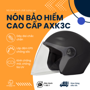 Mũ Bảo Hiểm 3/4 Đầu Có Kính AXK3C Gương Kép Cao Cấp Nam Nữ Nhiều Màu Sắc 802-1
