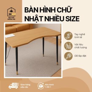 BÀN LÀM VIỆC, BÀN HỌC TẬP TÍCH HỢP Ổ ĐIỆN & SẠC USB – MDF 17 LY CHỐNG ẨM,  THẨM MỸ- HUONGTHUDECOR